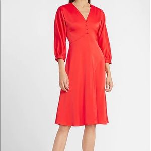 Express x Lady Gang Satin Midi Dress (Red)